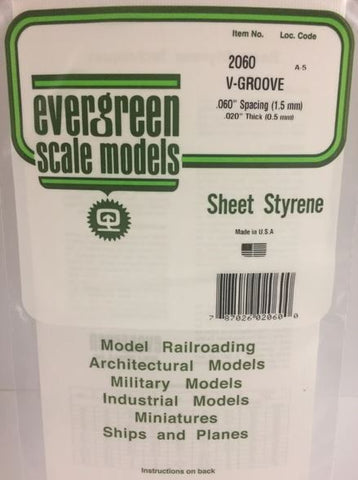Evergreen 2060 .060 Spacing Vgroove Sheet