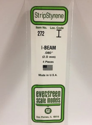 Evergreen 272 .080 / 2.0mm I Beam (4pcs)