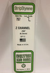 Evergreen 757 Z Channel .250" (6.3mm) Strips (2pcs)