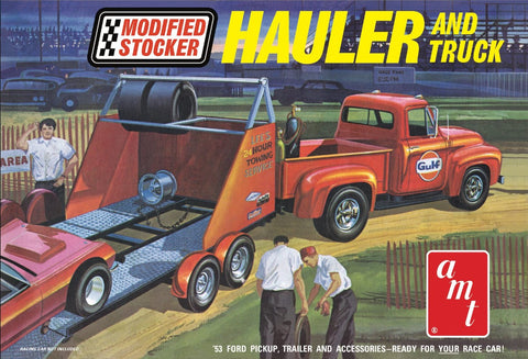AMT 1953 Ford Pickup Modified Stocker Hauler and Trailer - Gulf decals