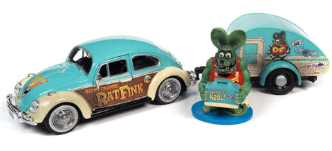 Rat Fink VW Beetle  w/Tear Drop Caravan