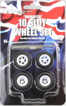 DDA 10 Slot Unpainted Injected White Wheels w/Tyres and Axles - Set of 4 - 1:24