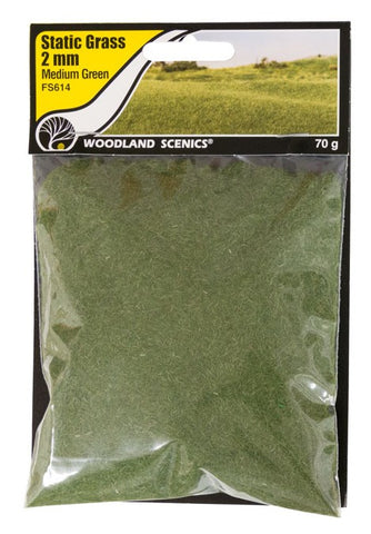 Woodland Scenics FS614 2mm Static Grass - Medium Green