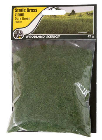 Woodland Scenics FS621 7mm Static Grass - Dark Green