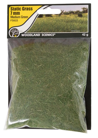 Woodland Scenics FS622 7mm Static Grass - Medium Green