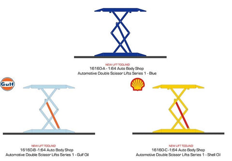 Greenlight Auto Body Shop Automotive Double Scissor Lift Series 1 1:64