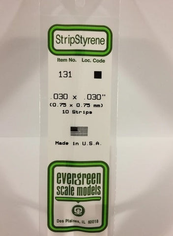Evergreen 131 .030" x .030" / 0.75 x 0.75mm Square (10pcs)
