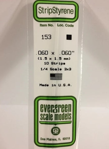Evergreen 153 .060 X .060" / 1.5 x 1.5mm Square (10pcs)