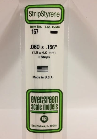 Evergreen 157 .060" x .156" (1.5mm x 4mm) Strips (9pcs)