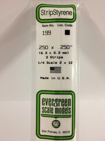 Evergreen 199 .250 x .250" / 6.3 x 6.3mm Square (3pcs)