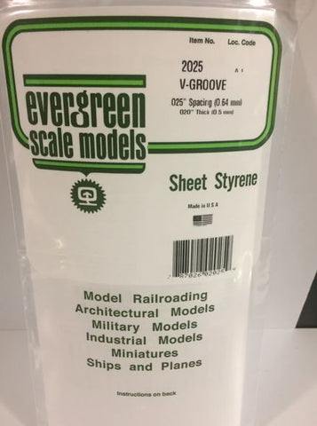 Evergreen 2025 .025 Spacing Vgroove Sheet