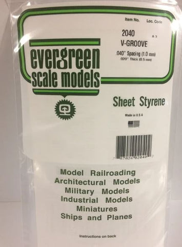 Evergreen 2040 .040 Spacing Vgroove Sheet