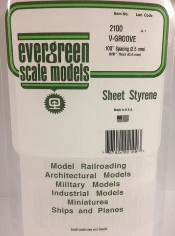Evergreen 2100 .100" Spacing Vgroove Sheet