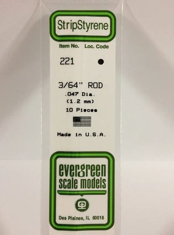 Evergreen 221 .047 (1.2mm) OD Solid Rod (10pcs)