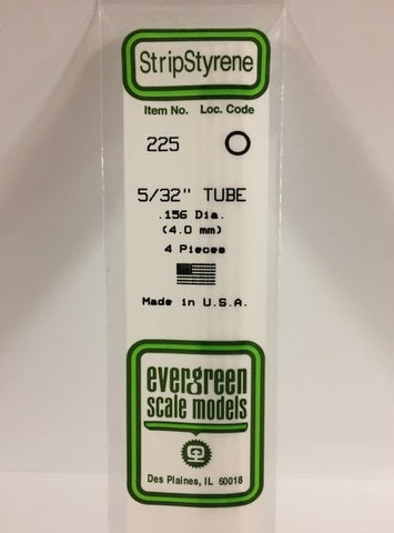 Evergreen 225 .156&quot; / 4.0mm OD Tube (4pcs)