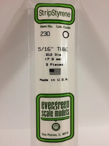 Evergreen 230 .312" / 7.9mm OD Tube (3pcs)