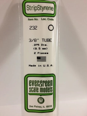 Evergreen 232 .375 / 9.5mm OD Tube (2pcs)