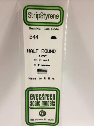 Evergreen 244 .125" (3.2mm) Half Round (3pcs)