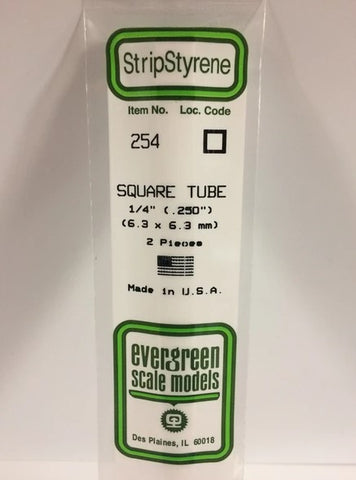 Evergreen 254 .250" / 6.3mm Square Tube (2pcs)