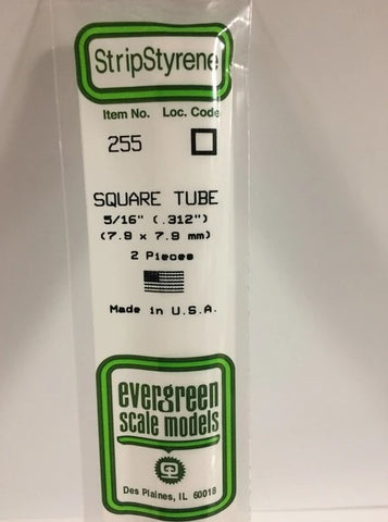 Evergreen 255  0.312" (1.5mm) Square Tube