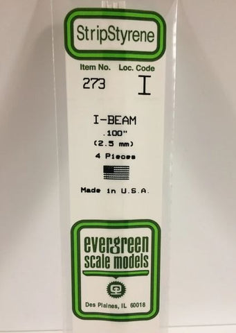 Evergreen 273 .100 / 2.5mm I Beam (4pcs)