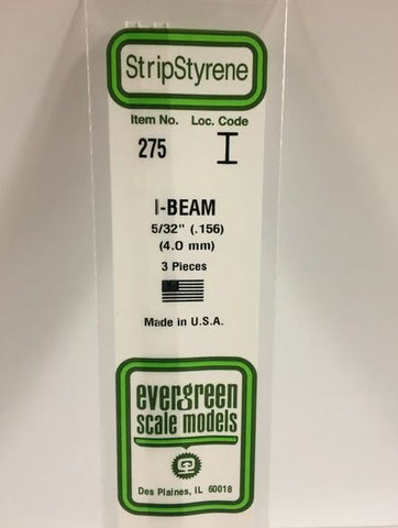 Evergreen 275 .156 / 4mm I Beam (3pcs)