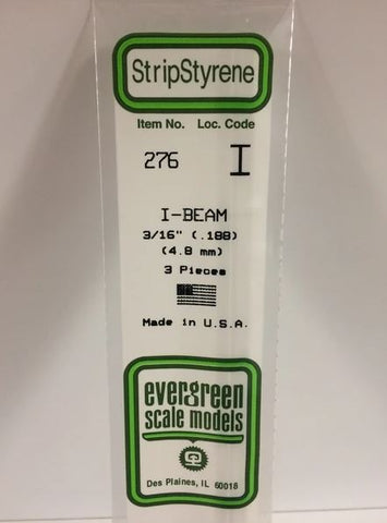 Evergreen 276 .188 / 4.8mm I Beam (3pcs)