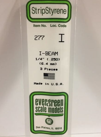 Evergreen 277 .250 / 6.3mm I Beam (3pcs)
