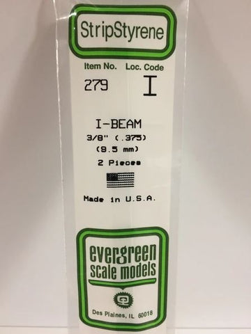 Evergreen 279 .375 / 9.5mm I Beam (2pcs)