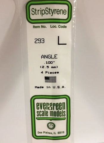 Evergreen 293  .100 / 2.5mm L Angle (4pcs)