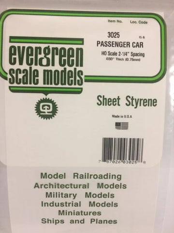 Evergreen 3025 .025" Passenger Car Siding