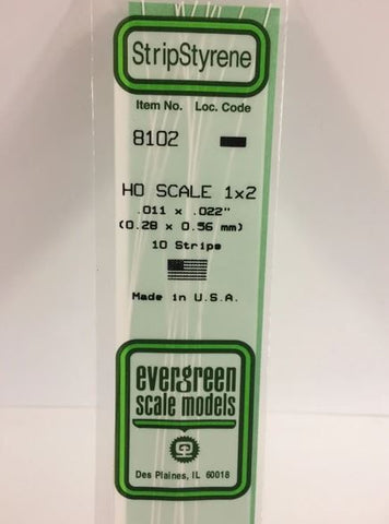 Evergreen 8102 .011" x .022" Ho Scale Strip