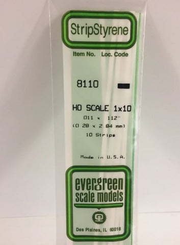 Evergreen 8110 .011" x .0115" Ho Scale Strip