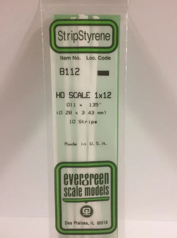 Evergreen 8112 .011" x .0138" Ho Scale Strip