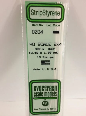 Evergreen 8204 .023" x .046" Ho Scale Strip