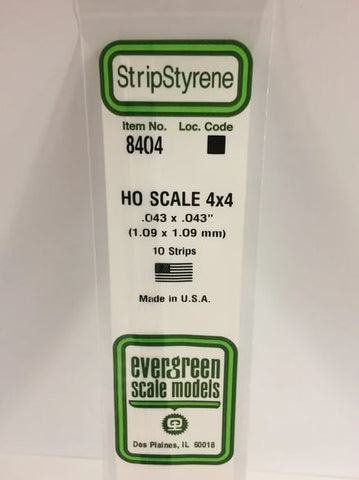Evergreen 8404 .046" x .046" Ho Scale Strip