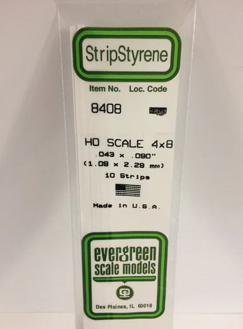 Evergreen 8408 .046" x .092" Ho Scale Strip