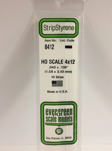 Evergreen 8412 .046" x .138" Ho Scale Strip